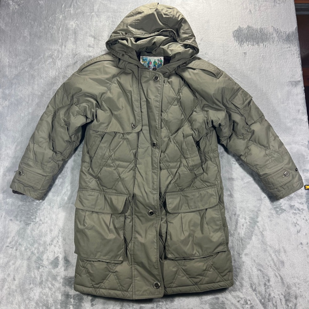 Winter Club Cyclone Down Parka Mens Small‎ Olive Green Quilted Hooded Vintage